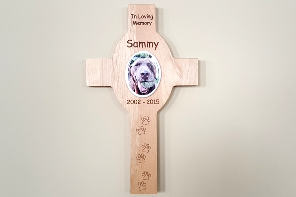 New Products Pet Memorial Stones Grave Markers Headstones Wooden Cross With Porcelain Tile