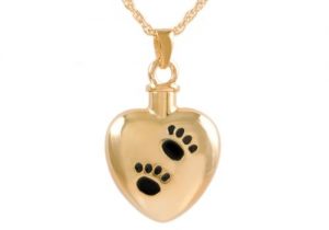 Gold Heart With Black Paws Pendant