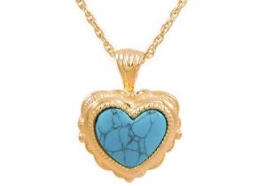 Heart With Turquoise Stone Gold Pendant
