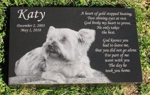 Engraved Photographic Granite Pet Memorial<br />With 5 Polished Edges