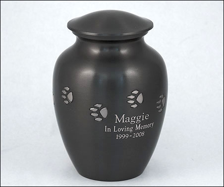 Solid Brass Paw Print Urns - Engraved