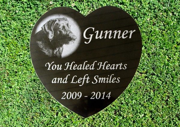 Photo Engraved Black Granite Heart Memorial