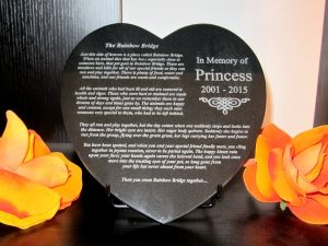 Rainbow Bridge Granite Heart Plaque