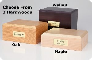 Traditional Hardwood Pet Urn Choose Oak, Walnut or Maple