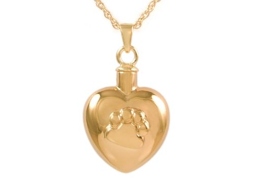 Heart With Paw Gold Pendant