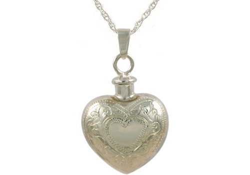 Double Heart Etched Pendant