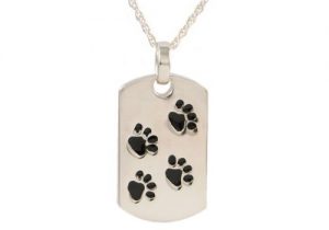 Dog Tag With Paws Pendant