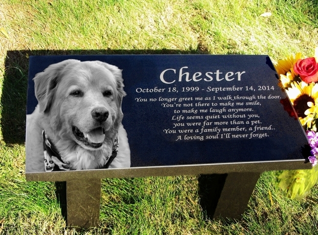 Granite Memorial Bench, pet memorial stones, animal tombstones