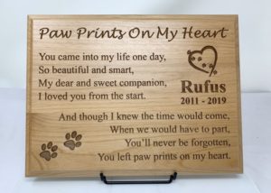 Paw Prints On My Heart Wooden Plaque