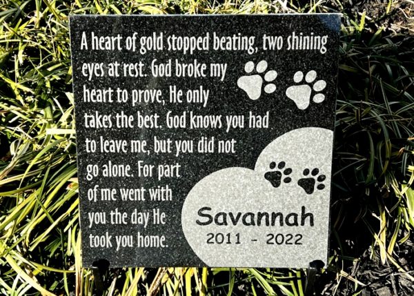 Granite Plaque With Heart, Pet Headstones