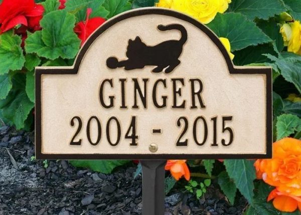 cat memorial garden stake, aluminum garden marker