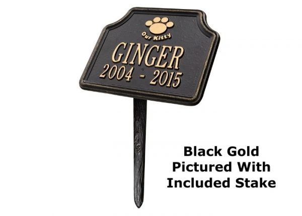 cat memorial garden stake, aluminum garden marker