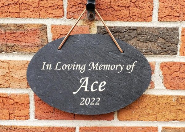 Slate memorial, pet grave marker, engraved slate