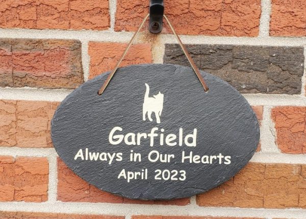 Slate oval, engraved, pet memorial stones