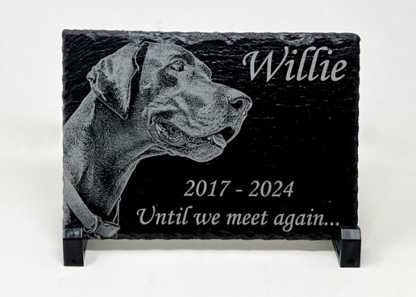 thumbnail interactive-video image 1 of Personalized Slate Memorial Plaque – Waterproof Grave Marker For Garden Or Cemetery, Pet Tribute 1 of 4