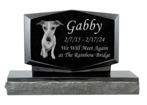 Diamond Beveled Edge Black Granite Photo Pet Monument