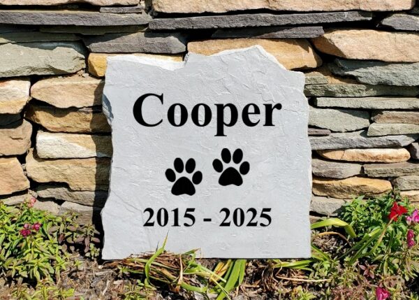 Memorial Marker with Paw Prints, Pet Tombstone, Pet Loss